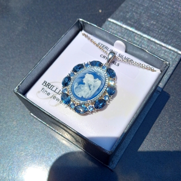 Luminesse Brilliant Fine Jewelry Women's Stirling Silver Crystal Angel Pendant - Picture 1 of 9